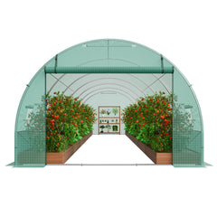 Walk-in Tunnel Greenhouse 29.2x9.7x6.5ft Galvanized Frame PE Cover Green