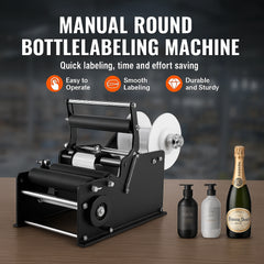 Manual Round Labeling Machine, 15-20pcs/min, Bottle Label Applicator for Round Bottles, Adjustable Manual Round Bottle Labeler Suitable for Round Bottle Diameter 20-120 mm (with Pressing Bar)