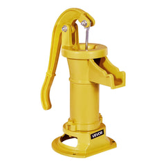 Well Hand Pitcher Pump, 25 ft Maximum Lift, Antique Cast Iron Manual Hand Water Pump, NPT 1-1/4 in Connection, Easy Installation, Old Fashioned for Outdoor Garden, Pond, Backyard, Farm, Yellow