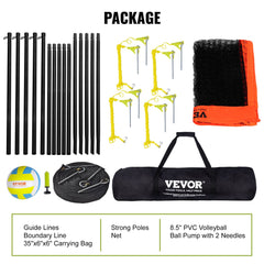 4-Way Volleyball Net, Adjustable Height Badminton Net Set for Backyard Beach Lawn, Outdoor Portable Volleyball Net with Carrying Bag, 4 Square Quick Assemble Game Set For Kids And Adults