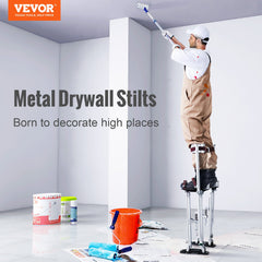 Drywall Stilts, 24''-40'' Adjustable Aluminum Tool Stilts with Protective Knee Pads, Durable and Non-Slip Work Stilts for Sheetrock Painting, Walking, Taping, Silver