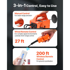 3-in-1 Electric Hoist Winch, 500 kg Capacity, 1500W Portable Electric Power Winch, 7.6 m Lifting Height, 5 m/min with Manual, Wired & Wireless Remote Control for Factory, Warehouss, Garage
