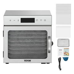 Food Dehydrator Machine, 8 Stainless Steel Trays, 400W Electric Food Dryer with Adjustable Temperature & 24-Hour Timer, Freeze Dryer for Jerky, Meat, Fruit, Vegetables, Herbs, Dog Treats