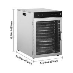 12 Trays Rotary Food Dehydrator Machine Stainless Steel 800W Fruit Drying