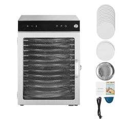 12 Trays Rotary Food Dehydrator Machine Stainless Steel 800W Fruit Drying