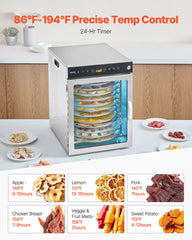 12 Trays Rotary Food Dehydrator Machine Stainless Steel 800W Fruit Drying