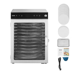 12 Trays Rotary Food Dehydrator Machine Stainless Steel 800W Fruit Drying