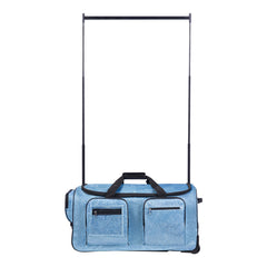 Dance Bag with Garment Rack, 736.6 mm Rolling Dance Duffel, with Wheels, USB Port, Height Adjustable Clothes Rack, Privacy Protection Curtain, Ideal for Travel and Competitions, Sparkling Blue