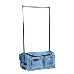 Dance Bag with Garment Rack, 736.6 mm Rolling Dance Duffel, with Wheels, USB Port, Height Adjustable Clothes Rack, Privacy Protection Curtain, Ideal for Travel and Competitions, Sparkling Blue