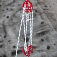 Twin Sheave Block and Tackle 1.02-1.27cm 3048-6096cm Twin Sheave Block with Braid Rope 2993.71-3494.93kgs Double Pulley Rigging