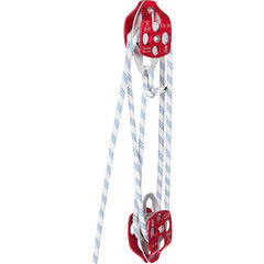 Twin Sheave Block and Tackle 1.09-1.27cm 3048-6096cm Twin Sheave Block with Braid Rope 30-35KN 2994-3495KGS Double Pulley Rigging (1/2" x 200')
