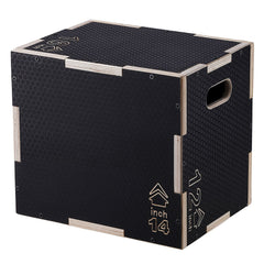 3 in 1 Plyometric Jump Box, 16/14/12 Inch Wooden Plyo Box, Platform & Jumping Agility Box, Anti-Slip Fitness Exercise Step Up Box for Home Gym Training, Conditioning Strength Training, Black