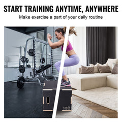 3 in 1 Plyometric Jump Box, 24/20/16 Inch Wooden Plyo Box, Platform & Jumping Agility Box, Anti-Slip Fitness Exercise Step Up Box for Home Gym Training, Conditioning Strength Training, Black