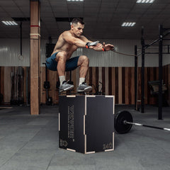 3 in 1 Plyometric Jump Box, 24/20/16 Inch Wooden Plyo Box, Platform & Jumping Agility Box, Anti-Slip Fitness Exercise Step Up Box for Home Gym Training, Conditioning Strength Training, Black