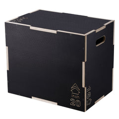 3 in 1 Plyometric Jump Box, 24/20/16 Inch Wooden Plyo Box, Platform & Jumping Agility Box, Anti-Slip Fitness Exercise Step Up Box for Home Gym Training, Conditioning Strength Training, Black