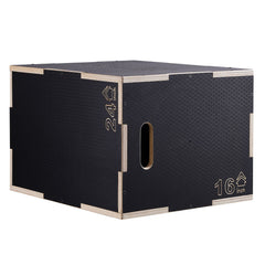 3 in 1 Plyometric Jump Box, 24/20/16 Inch Wooden Plyo Box, Platform & Jumping Agility Box, Anti-Slip Fitness Exercise Step Up Box for Home Gym Training, Conditioning Strength Training, Black