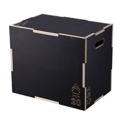 3 in 1 Plyometric Jump Box, 24/20/16 Inch Wooden Plyo Box, Platform & Jumping Agility Box, Anti-Slip Fitness Exercise Step Up Box for Home Gym Training, Conditioning Strength Training, Black