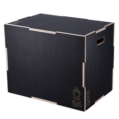 3 in 1 Plyometric Jump Box, 30/24/20 Inch Wooden Plyo Box, Platform & Jumping Agility Box, Anti-Slip Fitness Exercise Step Up Box for Home Gym Training, Conditioning Strength Training, Black