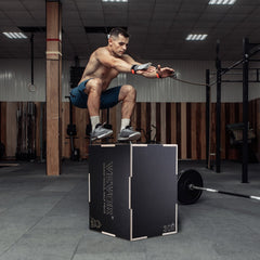 3 in 1 Plyometric Jump Box, 30/24/20 Inch Wooden Plyo Box, Platform & Jumping Agility Box, Anti-Slip Fitness Exercise Step Up Box for Home Gym Training, Conditioning Strength Training, Black