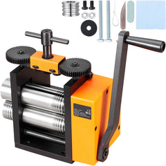 Rolling Mill, 3"/76 mm Jewelry Rolling Mill Machine, 1: 2 Gear Ratio, 3-in-1 Multi-function Rolling Mill, 0.1-7mm Press Thickness for Metal Jewelry Making Sheet Square Wire Semicircle Pattern