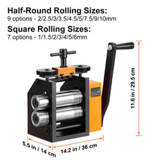 Rolling Mill, 3"/76 mm Jewelry Rolling Mill Machine, 1: 2 Gear Ratio, 3-in-1 Multi-function Rolling Mill, 0.1-7mm Press Thickness for Metal Jewelry Making Sheet Square Wire Semicircle Pattern