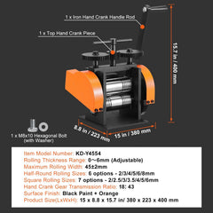 Rolling Mill, 1.77"/45 mm Jewelry Rolling Mill Machine, 1: 2.4 Gear Ratio, 3-in-1 Multi-function Rolling Mill, 0-6 mm Press Thickness for Metal Jewelry Making Sheet Square Wire Semicircle