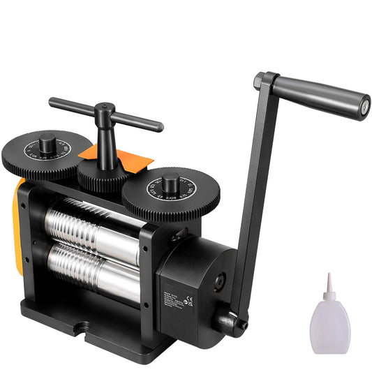 Rolling Mill, 2.24"/57 mm Jewelry Rolling Mill Machine, 1: 2 Gear Ratio, 3-in-1 Multi-function Rolling Mill, 0-5.5 mm Press Thickness for Metal Jewelry Making Sheet Square Wire Elliptical