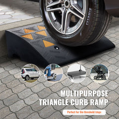 Rubber Curb Ramp 15.2 cm Rise Height Sidewalk Curb Ramp, 37 cm Width 49.1 cm Length Driveway Ramp for Curb, 15T Heavy Duty Rubber Ramp for Forklifts, Trucks, Buses, Cars, Wheelchairs, Bikes