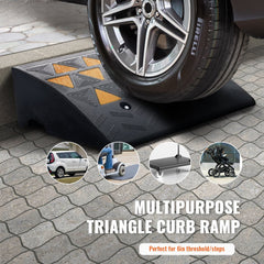 Rubber Curb Ramp 15.2 cm Rise Height Sidewalk Curb Ramp, 37 cm Width 49.1 cm Length Driveway Ramp for Curb, 15T Heavy Duty Rubber Ramp for Forklifts, Trucks, Buses, Cars, Wheelchairs, Bikes