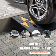 Rubber Curb Ramp 9.4 cm Rise Height Sidewalk Curb Ramp, 25 cm Width 100 cm Length Driveway Ramp for Curb, 15T Heavy Duty Rubber Ramp for Forklifts, Trucks, Buses, Cars, Wheelchairs, Bikes