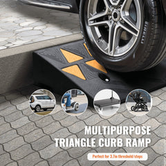 Rubber Curb Ramp 9.4 cm Rise Height Sidewalk Curb Ramp, 25 cm Width 100 cm Length Driveway Ramp for Curb, 15T Heavy Duty Rubber Ramp for Forklifts, Trucks, Buses, Cars, Wheelchairs, Bikes