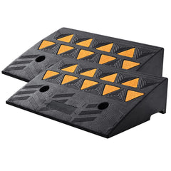 Rubber Curb Ramp 2 Pack, 12.7 cm Rise Height Heavy-Duty 15 tons Load Capacity Threshold Ramps, Driveway Ramps with Stable Grid Structure for Cars, Wheelchairs, Bikes, Motorcycles