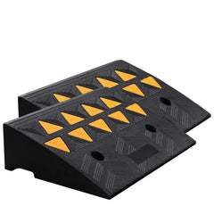 Rubber Curb Ramp 2 Pack, 12.7 cm Rise Height Heavy-Duty 15 tons Load Capacity Threshold Ramps, Driveway Ramps with Stable Grid Structure for Cars, Wheelchairs, Bikes, Motorcycles
