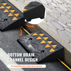 Rubber Curb Ramp 2 Pack, 12.7 cm Rise Height Heavy-Duty 15 tons Load Capacity Threshold Ramps, Driveway Ramps with Stable Grid Structure for Cars, Wheelchairs, Bikes, Motorcycles