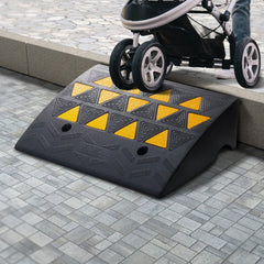 Rubber Curb Ramp 2 Pack, 15.2 cm Rise Height Heavy-Duty 15 tons Load Capacity Threshold Ramps, Driveway Ramps with Stable Grid Structure for Cars, Wheelchairs, Bikes, Motorcycles