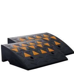 Rubber Curb Ramp 2 Pack, 15.2 cm Rise Height Heavy-Duty 15 tons Load Capacity Threshold Ramps, Driveway Ramps with Stable Grid Structure for Cars, Wheelchairs, Bikes, Motorcycles