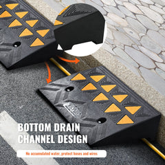 Rubber Curb Ramp 2 Pack, 11 cm Rise Height Heavy-Duty 15 tons Load Capacity Threshold Ramps, Driveway Ramps with Stable Grid Structure for Cars, Wheelchairs, Bikes, Motorcycles