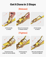 Ratchet Straps, 50.8 mm x 9.1 m, Heavy Duty Tie Down Straps with Double J Hook, 4536 kg Break Strength, Tie Down Ratcheting for Moving, Trailers, Motorcycles, Kayaks, Car Roof, 10 Pack