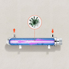 UV Water Purifier, 12W 1GPM, 220V Versatile Ultraviolet Water Purifier Filter with Stainless Steel Housing, Whole House UV Water Filter with Quartz Sleeve Fit for Shower/Drinking/Cleaning