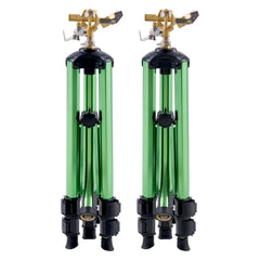 Impact Sprinkler on Tripod Base, 2 Packs, Heavy Duty Tripod Sprinklers with Brass Head & G3/4" Connector, 360 Degree Large Area Irrigation Sprinkler, Adjustable Heights Sprinkler for Yard