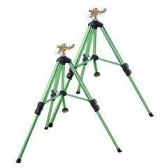 Impact Sprinkler on Tripod Base, 2 Packs, Heavy Duty Tripod Sprinklers with Brass Head & G3/4" Connector, 360 Degree Large Area Irrigation Sprinkler, Adjustable Heights Sprinkler for Yard