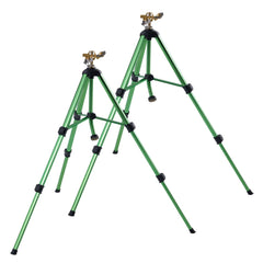 Impact Sprinkler on Tripod Base, 2 Packs, Heavy Duty Tripod Sprinklers with Brass Head & G3/4" Connector, 360 Degree Large Area Irrigation Sprinkler, Adjustable Heights Sprinkler for Yard