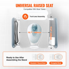 Raised Toilet Seat, 7-Position Height Adjustment 655-805 Mm, 158.7 kg Weight Capacity, with Comfort Padded Aluminum Frame, Universal Toilet Seat Riser, for Elderly, Handicap, Pregnant, Medical