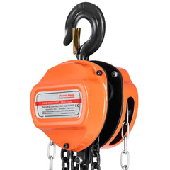 Hand Chain Hoist, 3 Ton Capacity, Manual Chain Block with Upgrade G80 Galvanized Chain, 3 m Lifting Height, Heavy Duty Pulley Hoist for Garage Warehouse Automotive Machinery, Orange