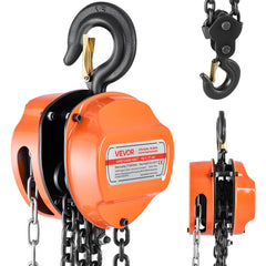 Hand Chain Hoist, 3 Ton Capacity, Manual Chain Block with Upgrade G80 Galvanized Chain, 6 m Lifting Height, Heavy Duty Pulley Hoist for Garage Warehouse Automotive Machinery, Orange