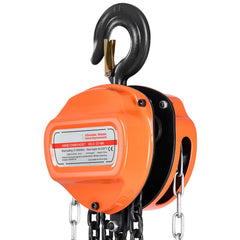 Hand Chain Hoist, 3 Ton Capacity, Manual Chain Block with Upgrade G80 Galvanized Chain, 6 m Lifting Height, Heavy Duty Pulley Hoist for Garage Warehouse Automotive Machinery, Orange
