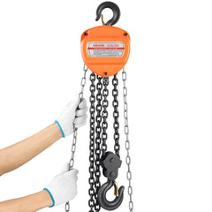 Hand Chain Hoist, 3 Ton Capacity, Manual Chain Block with Upgrade G80 Galvanized Chain, 6 m Lifting Height, Heavy Duty Pulley Hoist for Garage Warehouse Automotive Machinery, Orange
