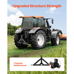 3 Point Hitch Receiver with 2 in Receiver, 3pt Quick Hitch Attachment, 3,000 lbs Capacity, Heavy Duty Tractor Tow Drawbar Adapter, Compatible with Kubota, Mahindra, John Deere, Massey Ferguson