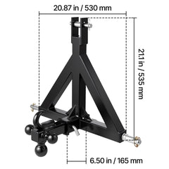3 Point Trailer Hitch 2 in Receiver, 3pt Quick Hitch Attachment with 3 Trailer Balls, Tractor Tow Drawbar Adapter, Compatible with Kubota, Mahindra, Ford, Yanmar, John Deere, Massey Ferguson