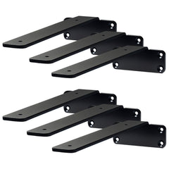 Shelf Bracket, 31cmL x 10cmW x 4.5cmH 6 Pcs, Heavy Duty Floating Shelf Brackets, Brackets for Shelves, 5mm Thick Matte Black L Shelf Bracket,Steel Shelving Brackets with 72.6 kg Load Capacity